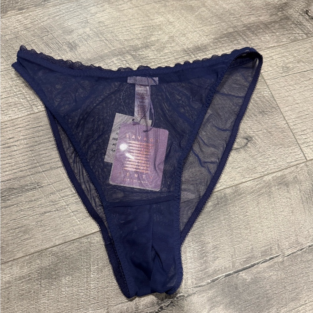 Savage X Fenty Blue Lace Trim Panties NWT M